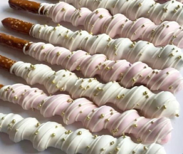Carmel Wrapped Chocolate Covered Pretzels (12/dozen)
