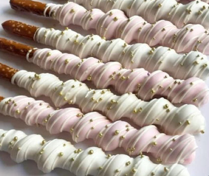 Carmel Wrapped Chocolate Covered Pretzels (12/dozen)